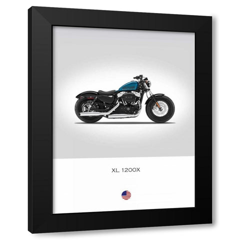 Harley Davidson XL 1200X Forty Black Modern Wood Framed Art Print with Double Matting by Rogan, Mark