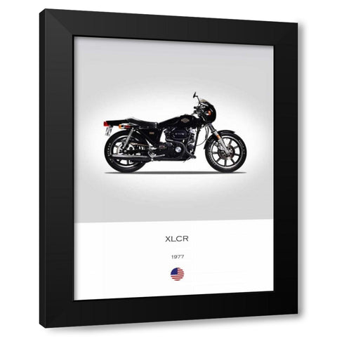 Harley Davidson XLCR 1977 Black Modern Wood Framed Art Print by Rogan, Mark