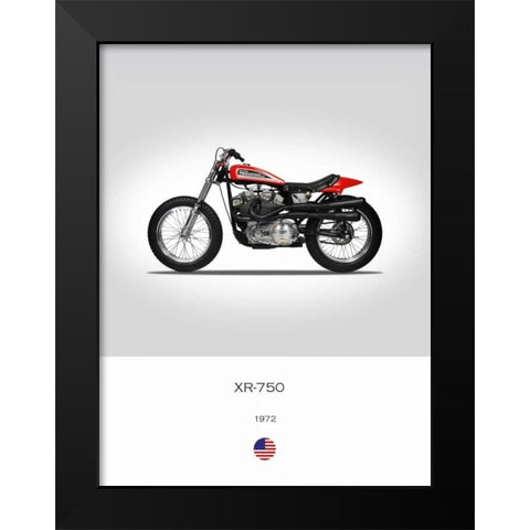 Harley Davidson XR 750 1972 Black Modern Wood Framed Art Print by Rogan, Mark