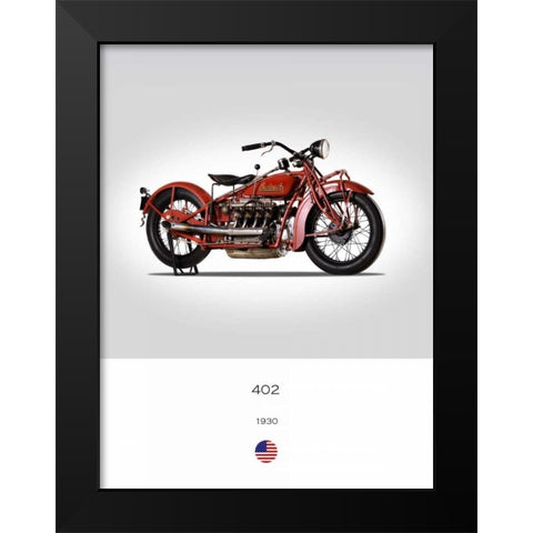 Indian 402 1930 Black Modern Wood Framed Art Print by Rogan, Mark