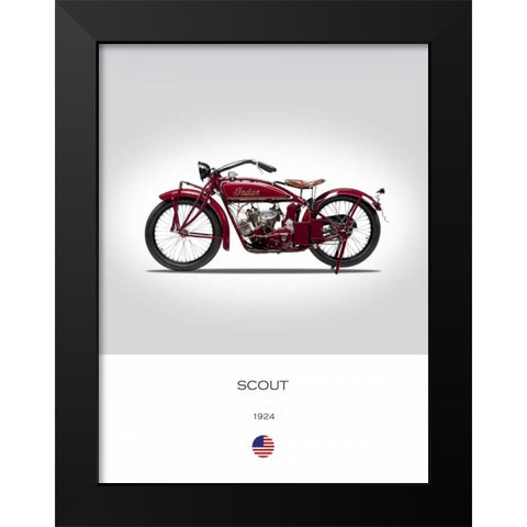 Indian Scout 1924 Black Modern Wood Framed Art Print by Rogan, Mark