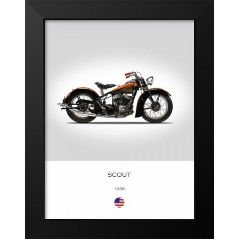 Indian Scout 1938 Black Modern Wood Framed Art Print by Rogan, Mark