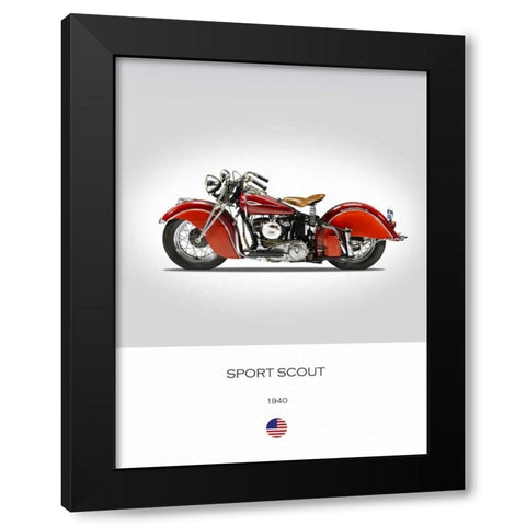 Indian Sport Scout 1940 Black Modern Wood Framed Art Print with Double Matting by Rogan, Mark