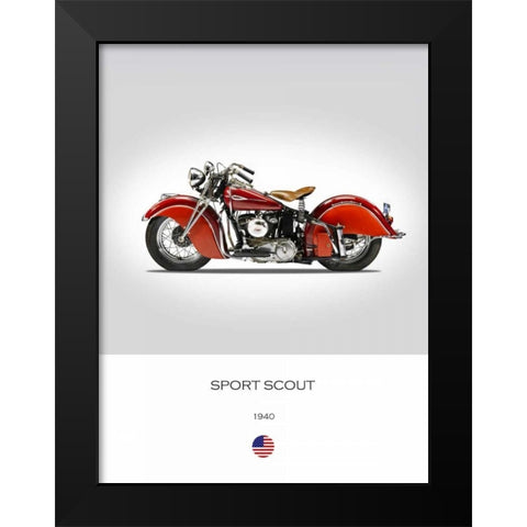 Indian Sport Scout 1940 Black Modern Wood Framed Art Print by Rogan, Mark