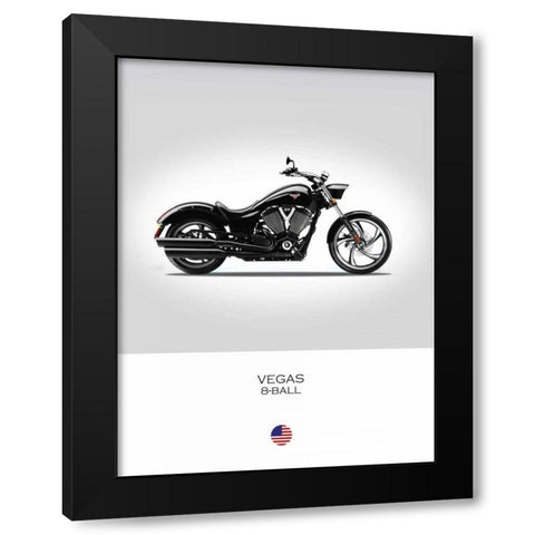 Victory Vegas 8 Ball Black Modern Wood Framed Art Print with Double Matting by Rogan, Mark