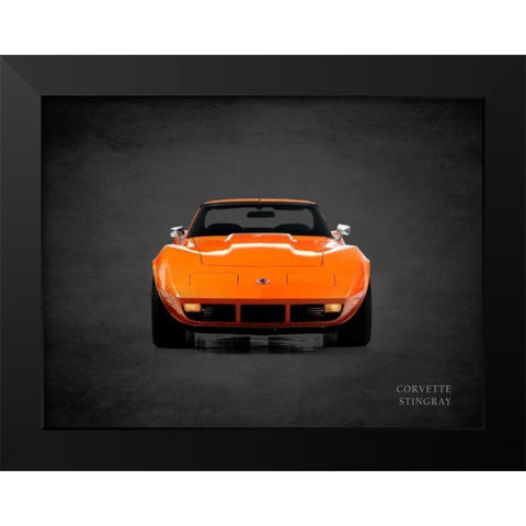 Chevrolet Corvette Stingray 1974 Black Modern Wood Framed Art Print by Rogan, Mark