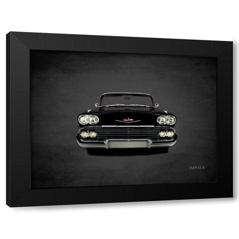 Chevrolet Impala 1958 Black Modern Wood Framed Art Print with Double Matting by Rogan, Mark