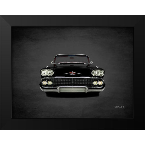 Chevrolet Impala 1958 Black Modern Wood Framed Art Print by Rogan, Mark