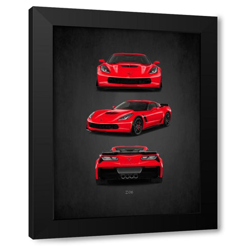 Chevrolet-Corvette-Z06 Black Modern Wood Framed Art Print with Double Matting by Rogan, Mark