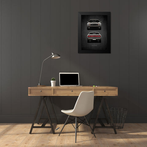 Dodge Challenger RT Black Modern Wood Framed Art Print by Rogan, Mark