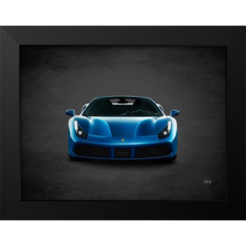 Ferrari 488 Black Modern Wood Framed Art Print by Rogan, Mark