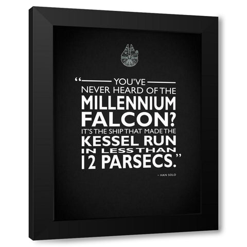 Star Wars - Millenium Falcon Black Modern Wood Framed Art Print with Double Matting by Rogan, Mark