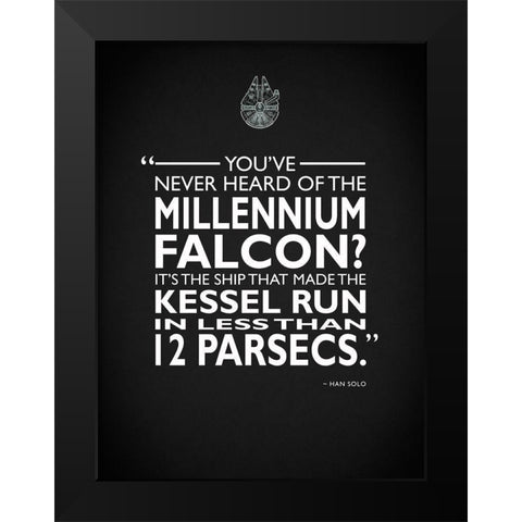 Star Wars - Millenium Falcon Black Modern Wood Framed Art Print by Rogan, Mark