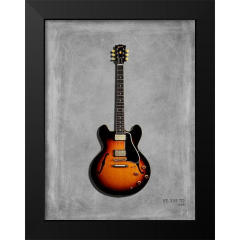 Gibson ES335 59 Black Modern Wood Framed Art Print by Rogan, Mark