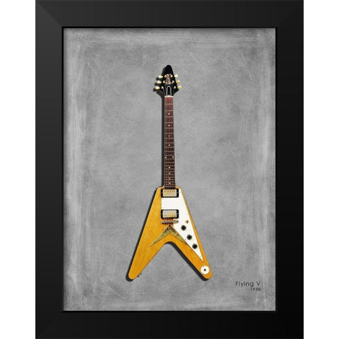 Gibson FlyingV 58 Black Modern Wood Framed Art Print by Rogan, Mark