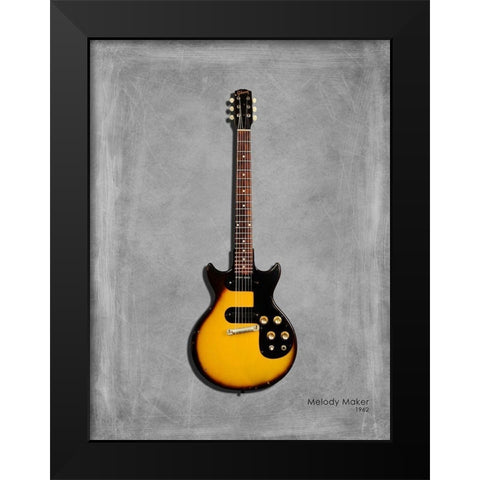 Gibson Melody Maker 62 Black Modern Wood Framed Art Print by Rogan, Mark
