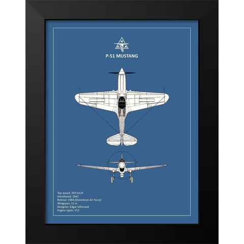 BP P-51 Mustang  Black Modern Wood Framed Art Print by Rogan, Mark