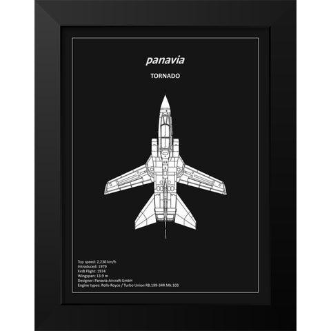 BP Panavia Tornado Black  Black Modern Wood Framed Art Print by Rogan, Mark