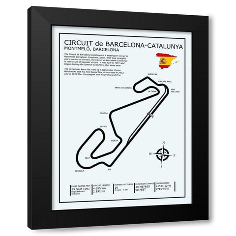 Barcelona-Catalunya Circuit Black Modern Wood Framed Art Print by Rogan, Mark