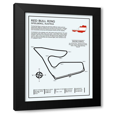 Red Bull Ring Austria Black Modern Wood Framed Art Print by Rogan, Mark