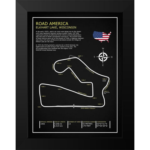 Road America BL Black Modern Wood Framed Art Print by Rogan, Mark