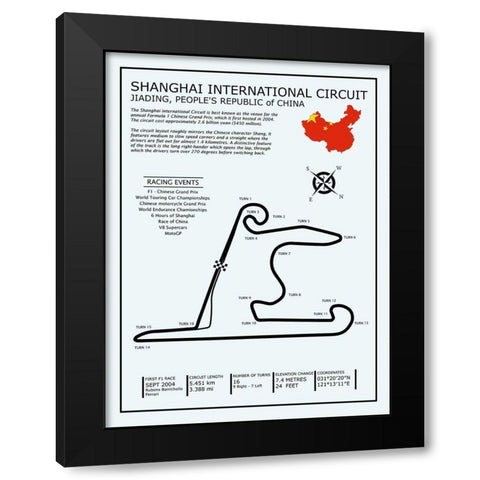 Sepang Intl. Circuit Black Modern Wood Framed Art Print by Rogan, Mark