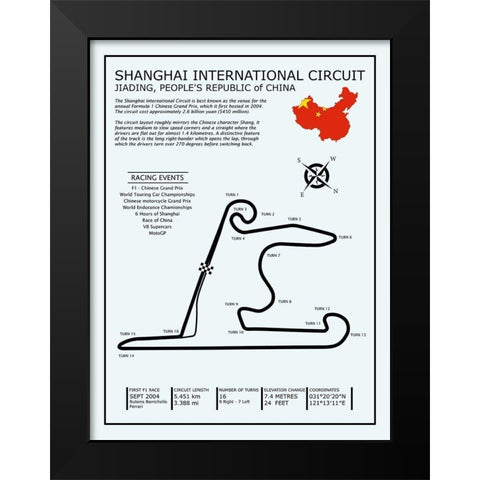 Sepang Intl. Circuit Black Modern Wood Framed Art Print by Rogan, Mark