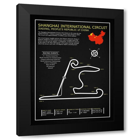 Sepang Intl. Circuit BL Black Modern Wood Framed Art Print with Double Matting by Rogan, Mark