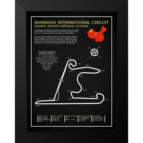Sepang Intl. Circuit BL Black Modern Wood Framed Art Print by Rogan, Mark