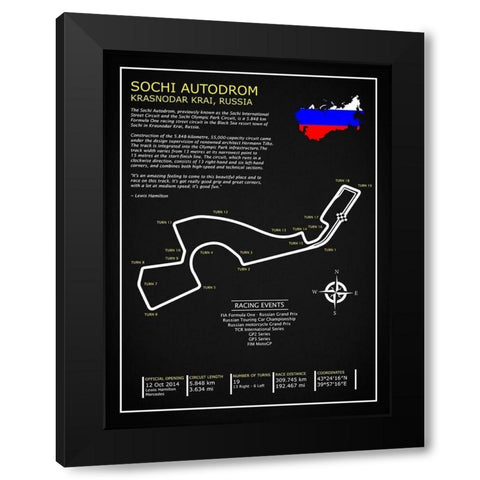 Sochi Autodrom Russia BL Black Modern Wood Framed Art Print by Rogan, Mark