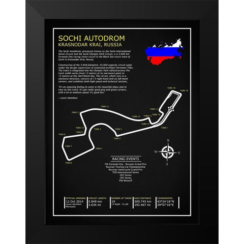Sochi Autodrom Russia BL Black Modern Wood Framed Art Print by Rogan, Mark