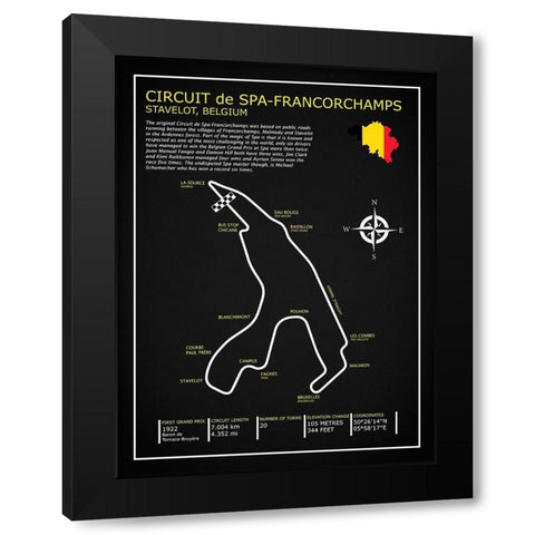 Spa-francorchamps Circuit BL Black Modern Wood Framed Art Print with Double Matting by Rogan, Mark