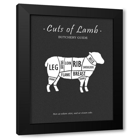 Butchery Lamb Black Modern Wood Framed Art Print with Double Matting by Rogan, Mark