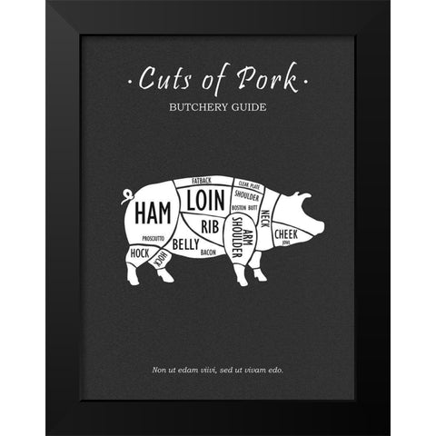 Butchery Pork Black Modern Wood Framed Art Print by Rogan, Mark