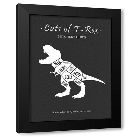Butchery T-Rex Black Modern Wood Framed Art Print by Rogan, Mark