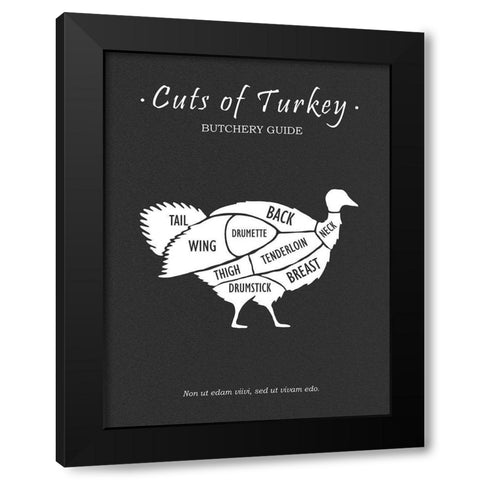 Butchery Turkey Black Modern Wood Framed Art Print by Rogan, Mark