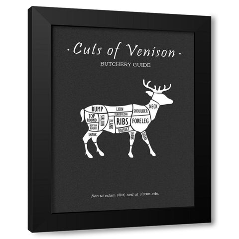 Butchery Venison Black Modern Wood Framed Art Print by Rogan, Mark