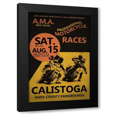 Calistoga Motorcycle Races Black Modern Wood Framed Art Print with Double Matting by Rogan, Mark