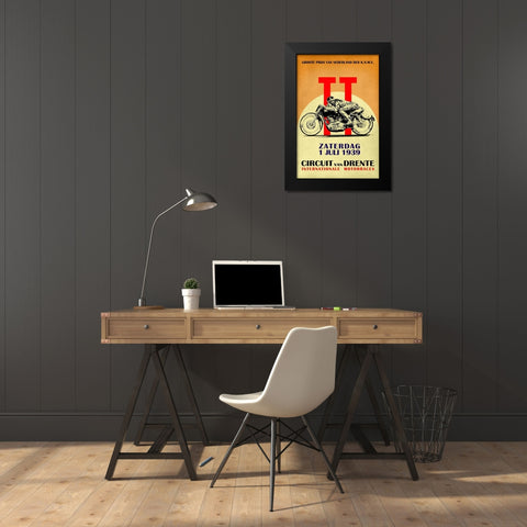 Circuit van Drente TT 1939 Black Modern Wood Framed Art Print by Rogan, Mark