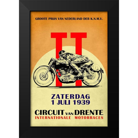 Circuit van Drente TT 1939 Black Modern Wood Framed Art Print by Rogan, Mark