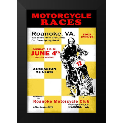 Motorcycle Hill Climb Black Modern Wood Framed Art Print by Rogan, Mark