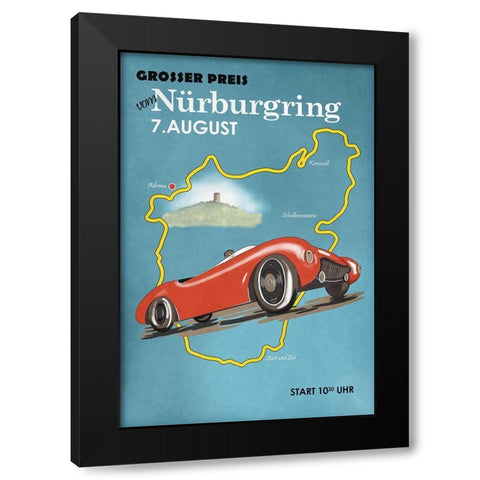 Nurburgring Motorcycle Racing Black Modern Wood Framed Art Print with Double Matting by Rogan, Mark
