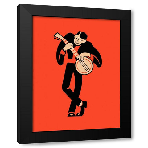 The Banjo  Black Modern Wood Framed Art Print with Double Matting by Rogan, Mark