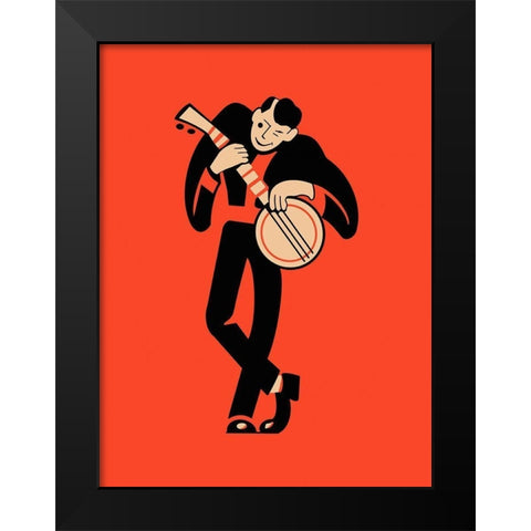 The Banjo  Black Modern Wood Framed Art Print by Rogan, Mark