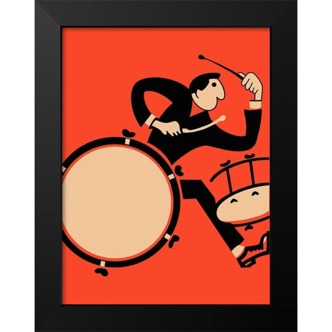 The Drummer  Black Modern Wood Framed Art Print by Rogan, Mark