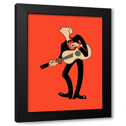 The Guitar  Black Modern Wood Framed Art Print with Double Matting by Rogan, Mark