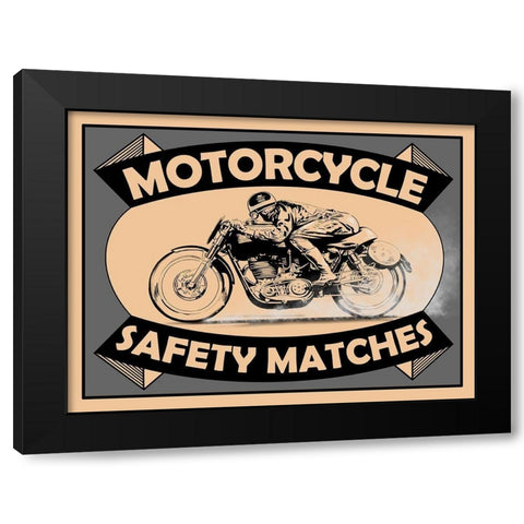 Motorcycle Safety Matches Black Modern Wood Framed Art Print by Rogan, Mark