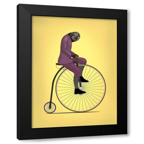 Sloth Penny Farthing Black Modern Wood Framed Art Print by Rogan, Mark