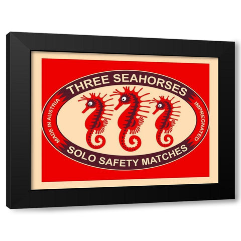 Three Seahorses Black Modern Wood Framed Art Print by Rogan, Mark