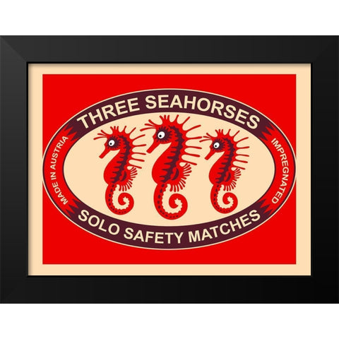 Three Seahorses Black Modern Wood Framed Art Print by Rogan, Mark